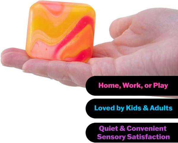 Squishy Sensorisk Kubuppsättning, Solid Stressavlastare, Virvlande Färgblandning, Skrivbordsfidgetleksak, Resevänlig, Lugnande Ålder 3+, 2-pack