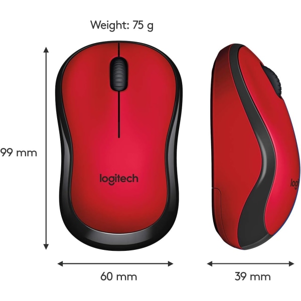 Logitech M220 SILENT langaton hiiri, 2,4 GHz USB-vastaanottimella, 1000 DPI optinen seuranta, 18 kuukauden paristo, ambidextrous, yhteensopiva PC:n, Macin ja kannettavan kanssa Red