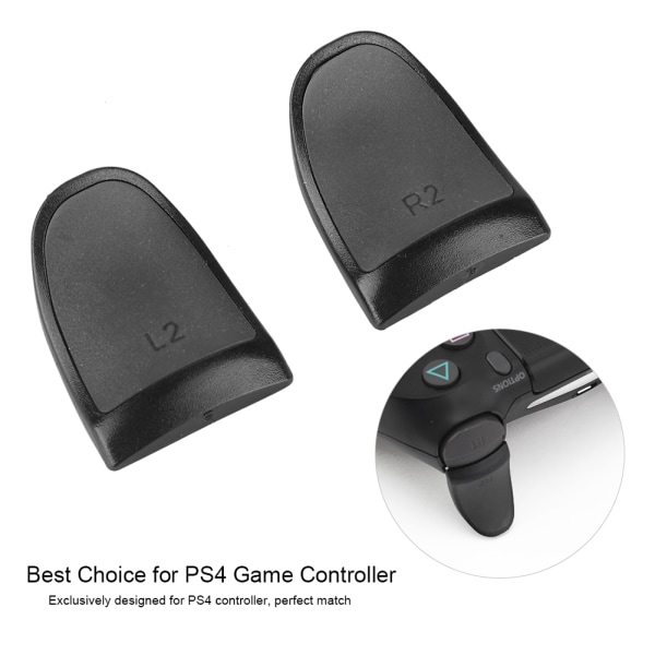 L2 R2 Controller Extenders Knapper Extension Trigger Soft Touch Extended Grips til PS4 (sort)