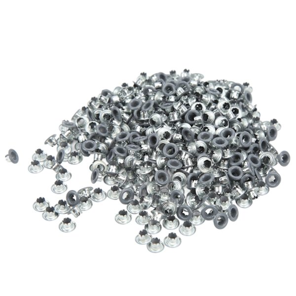 500 st Öglett Grommet Färg Rund Kant Fint Utövande Bra Seghet Metall Öglor för Skor KläderGrå