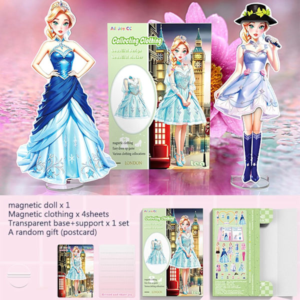 Magnetisk prinsessklänning docka, magnetklädspel, lekreseset leksak magnetiska kläddockor och låtsaslek för flicka, medium Lea