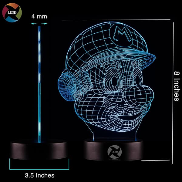 3D Optisk Illusjon Nattlys - 7 LED Fargeskiftende Lampe