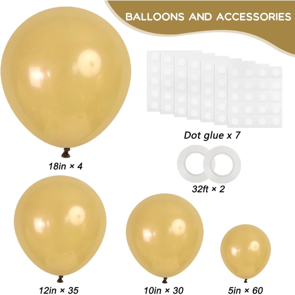 129 st ljusa bruna ballonger latex bruna ballonger olika storlekar 18 12 10 5 tum festballong kit för födelsedagsfest babyshower bröllopsdag D Light Brown