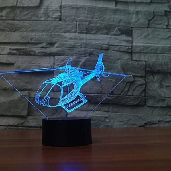 3D Helikopter Fly Natlampe Touch Switch 7 Farveskift