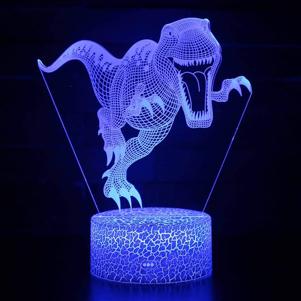 4 stk. 3D Dinosaur Natlampe, DDDNIGHTLIGHT Led Illusion La