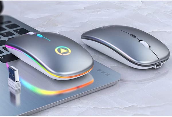 Trådlös optisk mus 2,4 GHz Slim trådlös RGB-bakgrundsbelyst USB