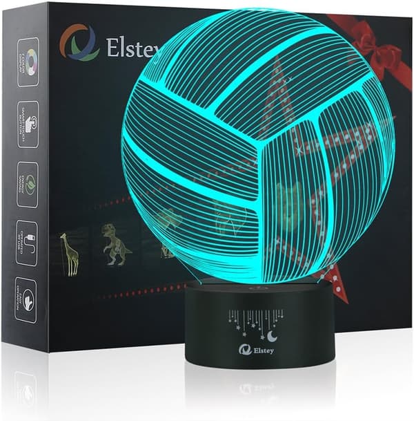 Volleyball 3D Lampe Optisk Illusion Natlys, Elstey 7 Farveskiftende