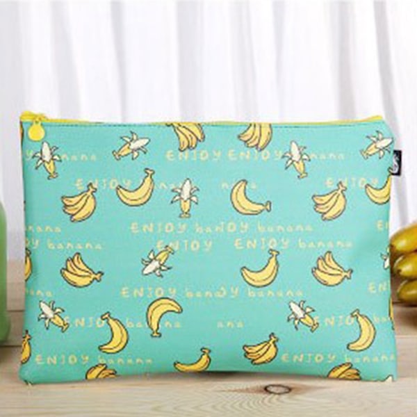 PU A4 Papirfil Dokumentmappe Organizer Oppbevaringspose Kontor Skoleutstyr (Banan)