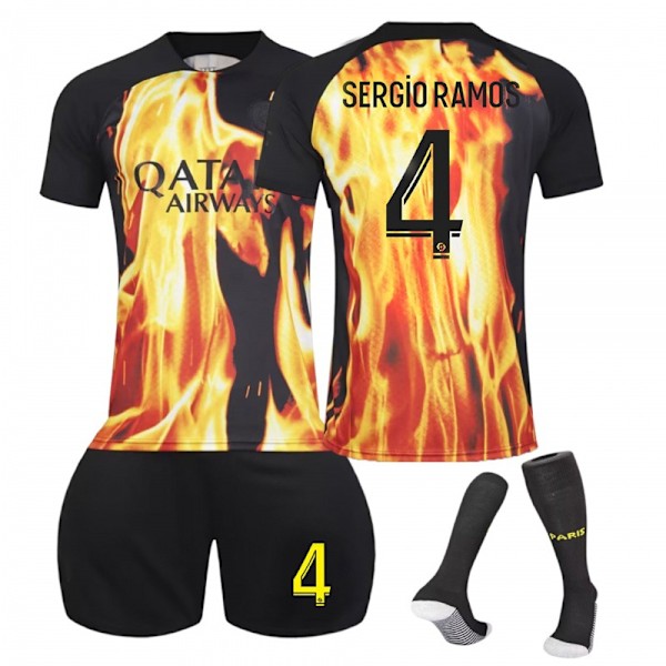 23/24 Paris Special Edition Barn og Voksen Fotballdrakt Treningssett Nummer 4 Ramos No.4 Ramos XXL