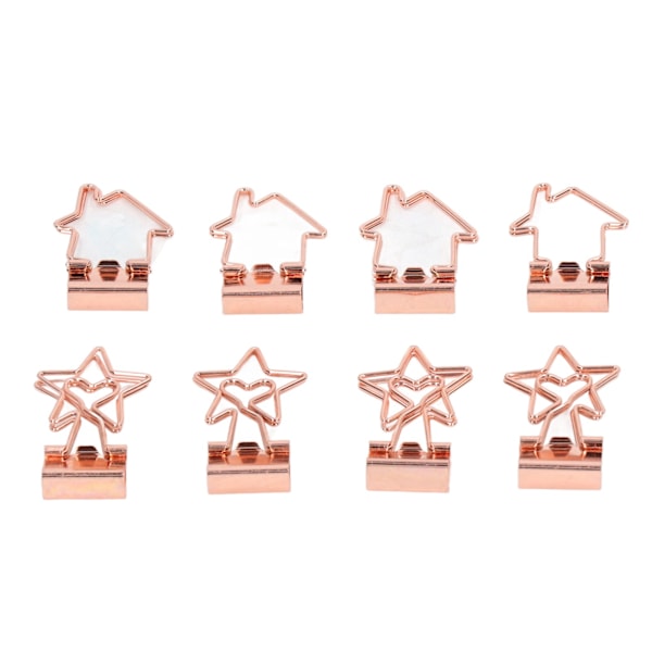 30 st små pappersklämmor roséguld hållbara metallstjärna och hus stil ihåliga bindeklämmor för dokument kläder papper