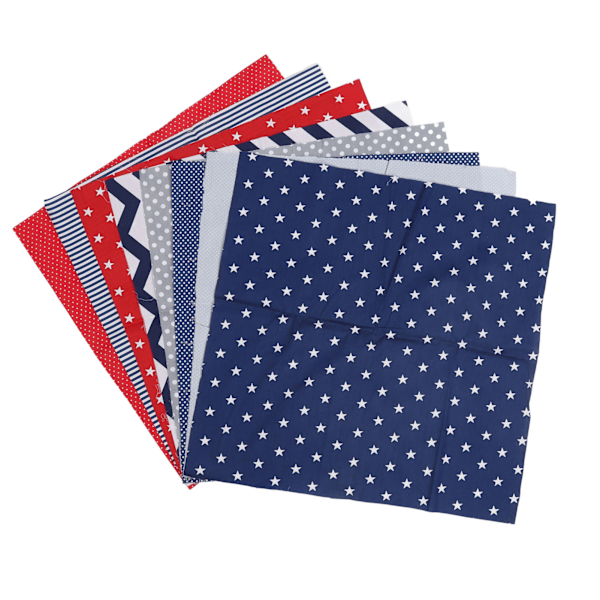 8 st Quiltingtyg Mjuk Andningsbar Hudvänlig Bomullssömnadstyg för DIY Hantverk Kläder 50x50cm Blå Röd
