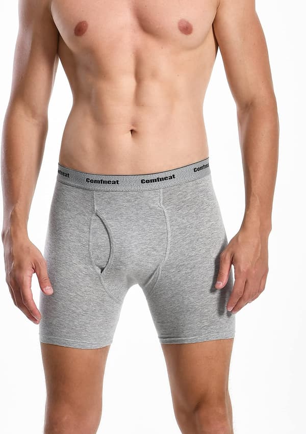 Herre 6-pakning Boxer Briefs Bløde Åndbare Undertøj S-XXL Open Fly Black Grey M