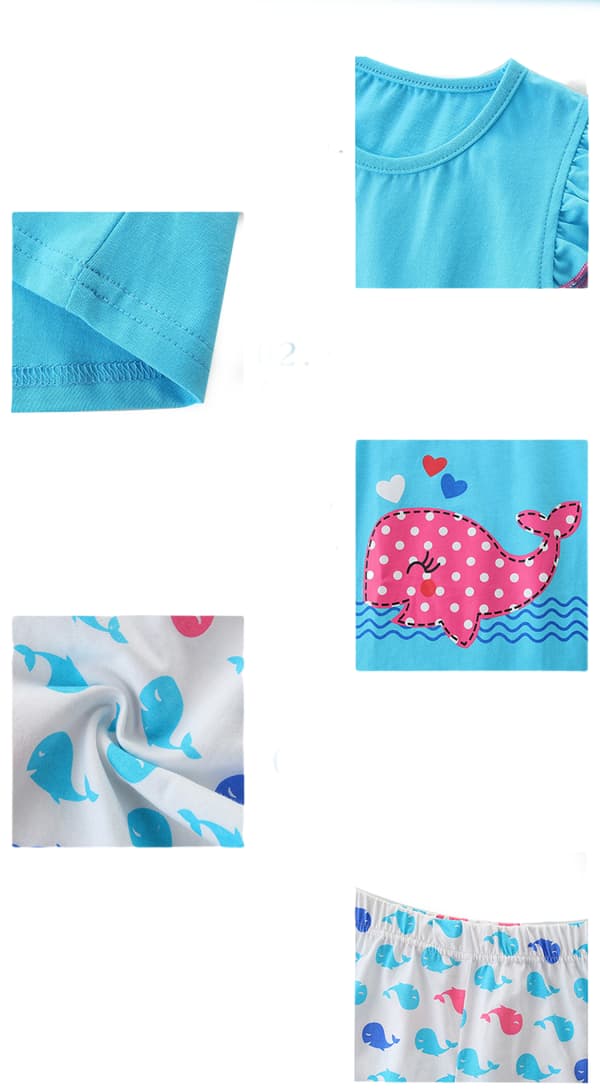 Sött Pyjamasset Kortärmad T-shirt Sommarset Sovkläder, S