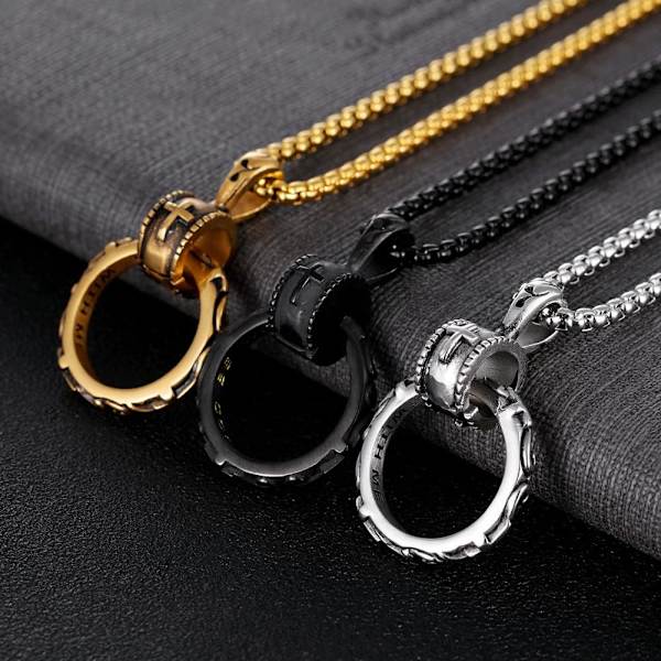 Kors Eternal Ring Halskæde Vedhæng i Rustfrit Stål Vedhæng Halskæde til Mænd Kvinder Bedste Ven Halskæder Black