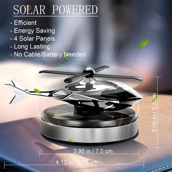 Bilduftfrisker - Helikopter Solar Roterende Aromaterapi Diffuser, Bil- og Hjemmeindretningstilbehør, til Bil/Hjem Duft Silver