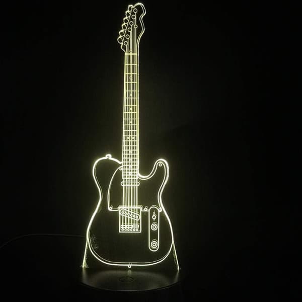 3D Gitarr Nattlampa Illusion Led 7 Färgförändring Tou
