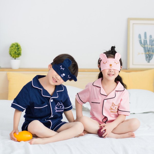 Satin Pyjamas Set, 2-delad knapppyjamas, M (rosa)