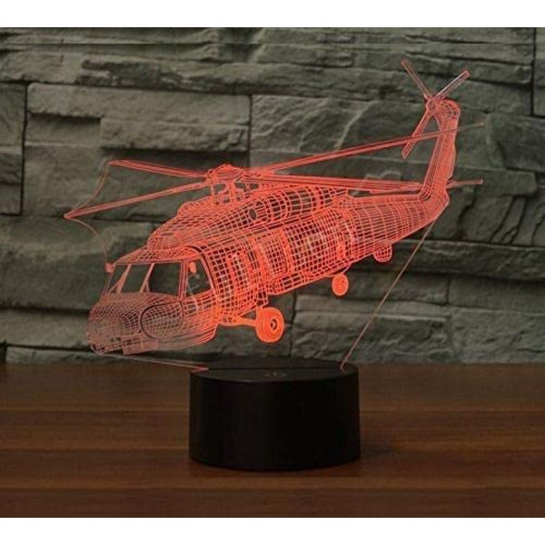 3D-plan helikopter nattljus touch bordsskiva optisk illusion
