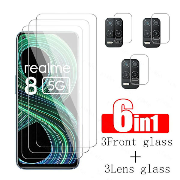 HD-glas för Realme 8 5G härdat skyddsglas skärmskydd full täckning säkerhet silkeslen film