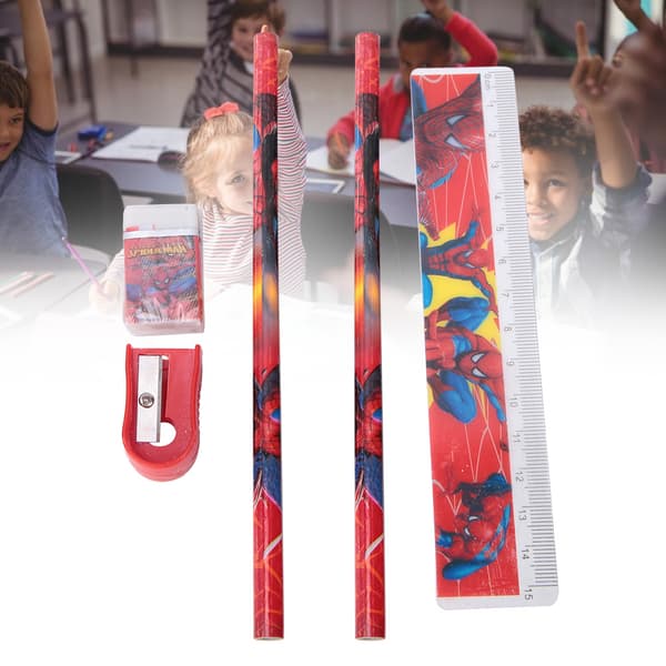 Kombination Stationery Set Cartoon Pennfodral 6-i-1 Kit för Barn Studenter Present (Spindel)