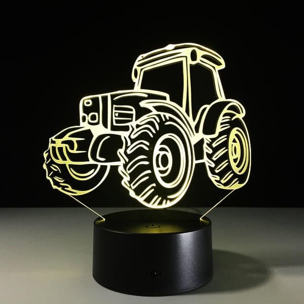 3D Bil Traktor Lastbil Natlampe Touch Switch Bordlampe Opt
