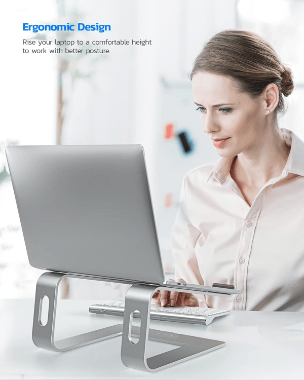 Justerbart Ergonomisk Laptopstativ for Bedre Holdning, Bærbart & Stabilt Computerstativ med Ventilationsdesign, Passer til de Fleste Laptops