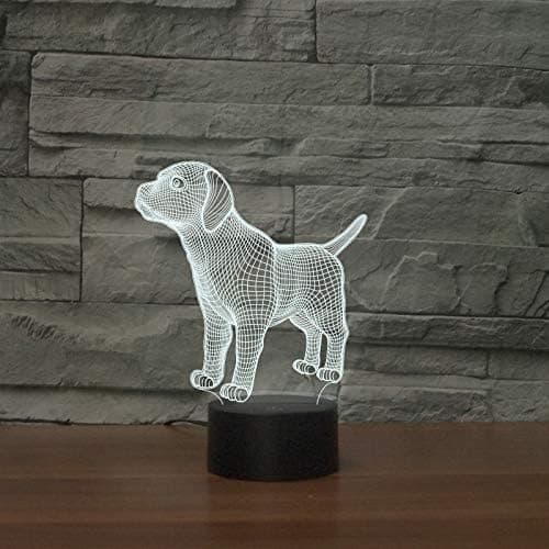 Hundevalpefigur 3D-lampe Optisk nattlampe 7 farger Changi