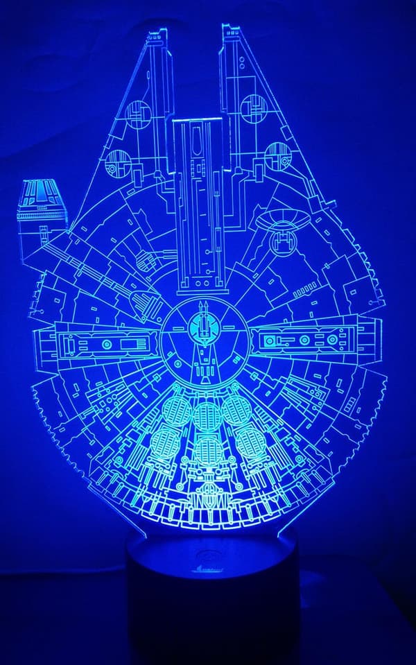 Millennium Falcon 3D Natlampe LED Illusion Lampe Sengelampe D