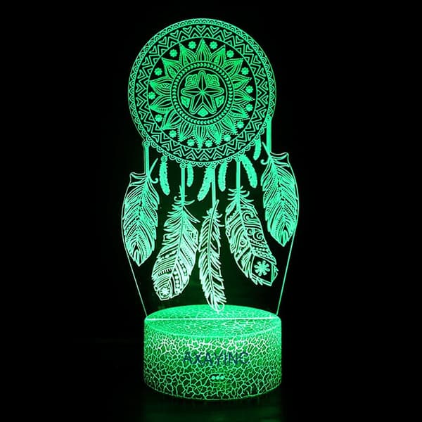 3D Natlampe LED Illusion Skrivebordslampe 7 Farveskift
