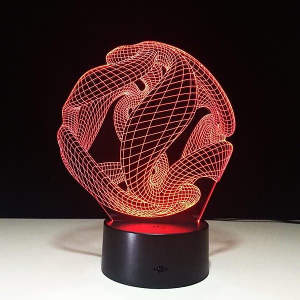 Kunstnerisk Abstraktion Moderne 3D USB Natlampe Farverig Colo