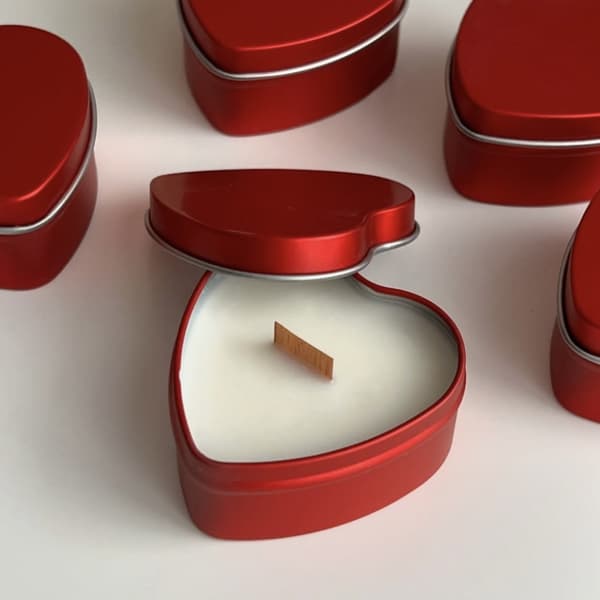 Hjerteformet Duftlys Tin Sæt: 6 stk. Romantiske Sojavokslys til Valentinsdag Bryllupsgaver (Rose Duft) 6 Pcs