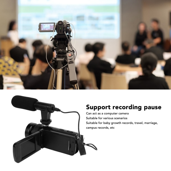 1080P videokamera 16MP 2,4 tommers flip-skjerm Vlogging-kamera 16X zoom HD digitalkamera for reise bryllup campus-opptak 110-240V EU-plugg
