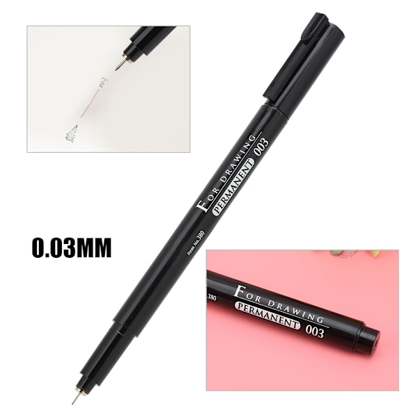 Musta öljypohjainen Micron Liner -tussit piirtämiseen, luonnosteluun ja sarjakuviin (0,03 mm)