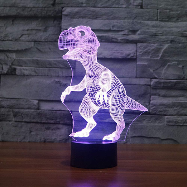 3D LED Dinosaur Optisk Illusion Natlampe, 7 Farveskift