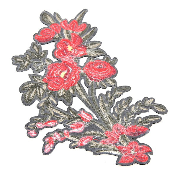 Rød Rose Tøj Broderet Patch DIY Dekoration Strygejern Sy Mærkat Applikation Håndværk Tilbehør