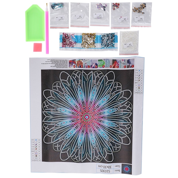 DIY Rhinestones Målning Blomma Diamantmålning Bild Dekoration Kit S10305 (30 x 30cm)