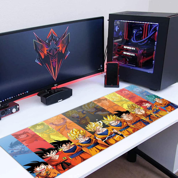 Dragon Ball - Saiyan 90x40 cm - LED-belyst hurtigt overflade gaming musemåtte (90x40 cm, Dragon Ball - Anime)