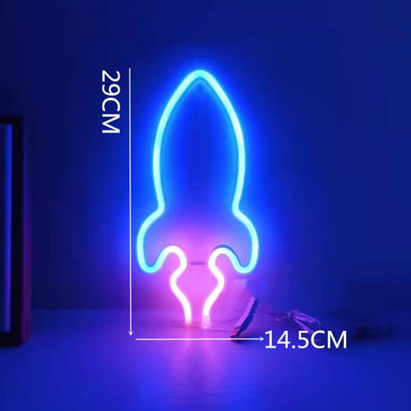 Neon Lys Raket Neon Lys Skilt LED Blå