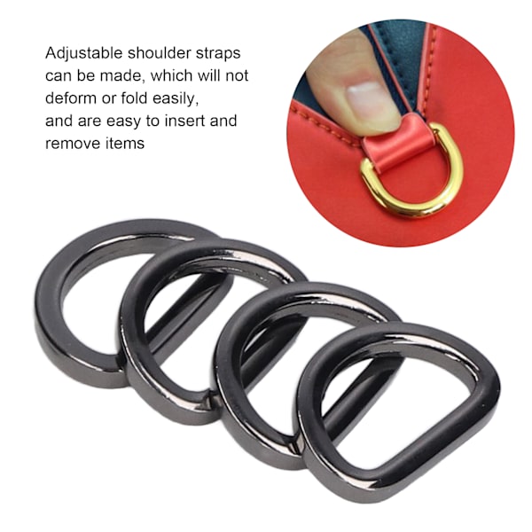 10 stk D-ringer - Pålitelige, holdbare, blanke, komfortable, små, kompakte, dekorative veskespenner for DIY-håndverk Gray