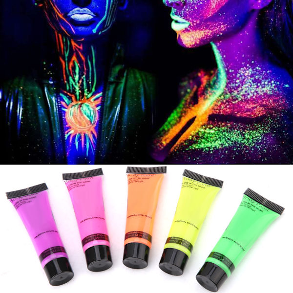 10ml ansikts- och kroppsmålningsset 5 färger tuber tvättbar ritning fluorescerande pigment