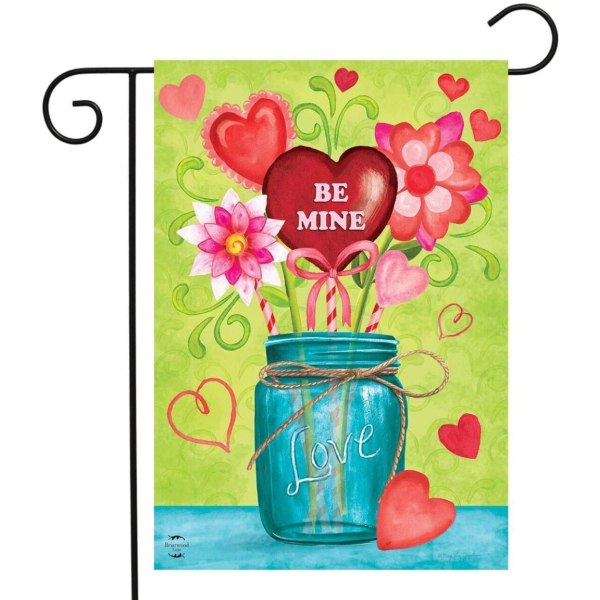 Valentine's Mason Jar Garden Flag Primitive Floral 12,5" x 18"