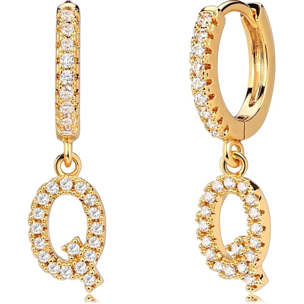 AVEKI 18K Delikat förgylld Pave Cubic Zirconia Brev Charm