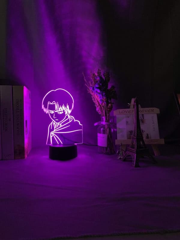3D Natlampe Kaptajn Levi Ackerman Figur LED Natlampe
