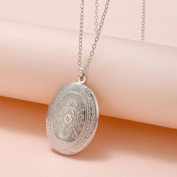 Halsband med medaljong, graverat hjärtformat medaljonghänge med bilder, personligt fotomedaljong, minnesmedaljong för kvinnor och flickor