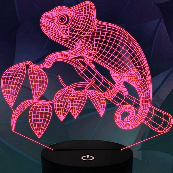 3D Ödla Nattljus Lampa Illusion 7 Färgförändrande Touch S
