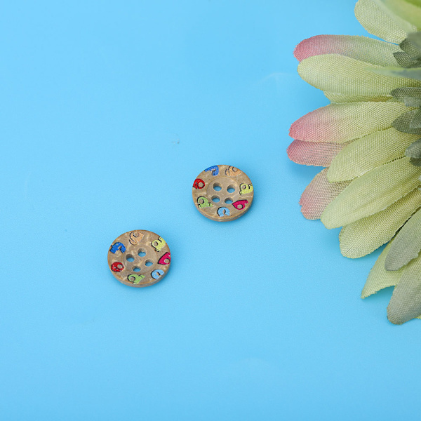 100 stk fargerike runde kokosnøttknapper 12,5 mm DIY syhåndverk knapper klestilbehør 2