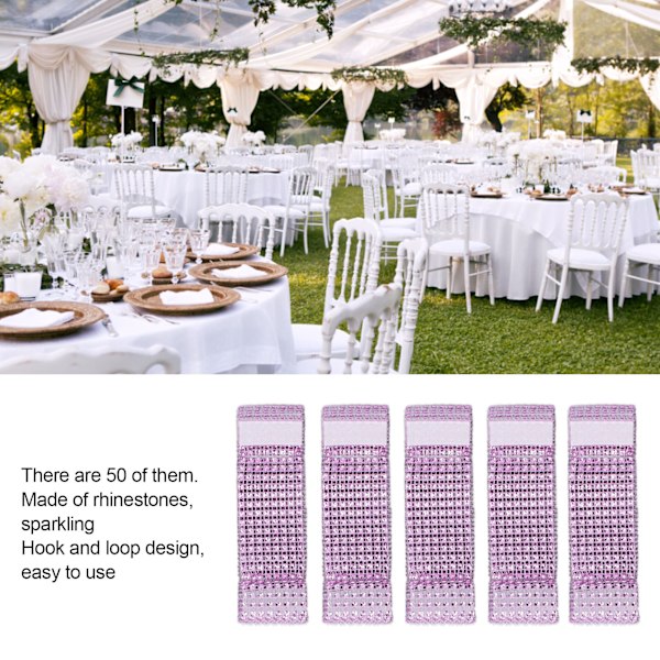 50 stk serviettringer rosa skinnende dekorative rhinstein serviettringer for DIY bryllupsbuketter kakeholdere