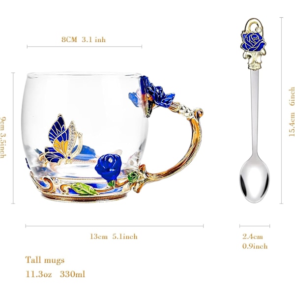 Presenter till Mamma Kvinnor Mors Dag Glas Kaffe Emaljmugg Bästa Födelsedags Alla Hjärtans Dag Presenter till Hennes Flickvän Fru från Dotter Son Va blue