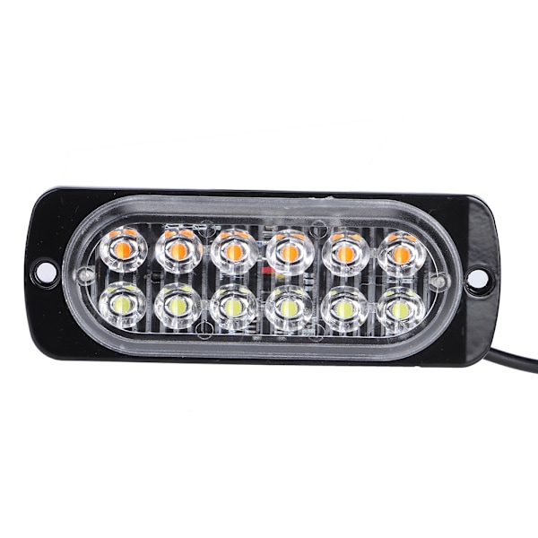 12-24V Lastebil Bil 12 LED Blinkende Strobe Nødlys Blinkende Lys Hvit/Gul