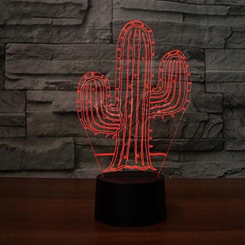 3D Kaktus Nattlys Bord Skrivebord Optisk Illusjon Lamper 7 Fa